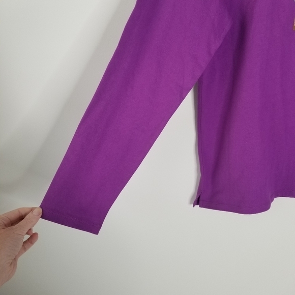 Talbots Purple Snow globe Festive Crewneck Long Sleeve Tee Size L - Picture 6 of 9